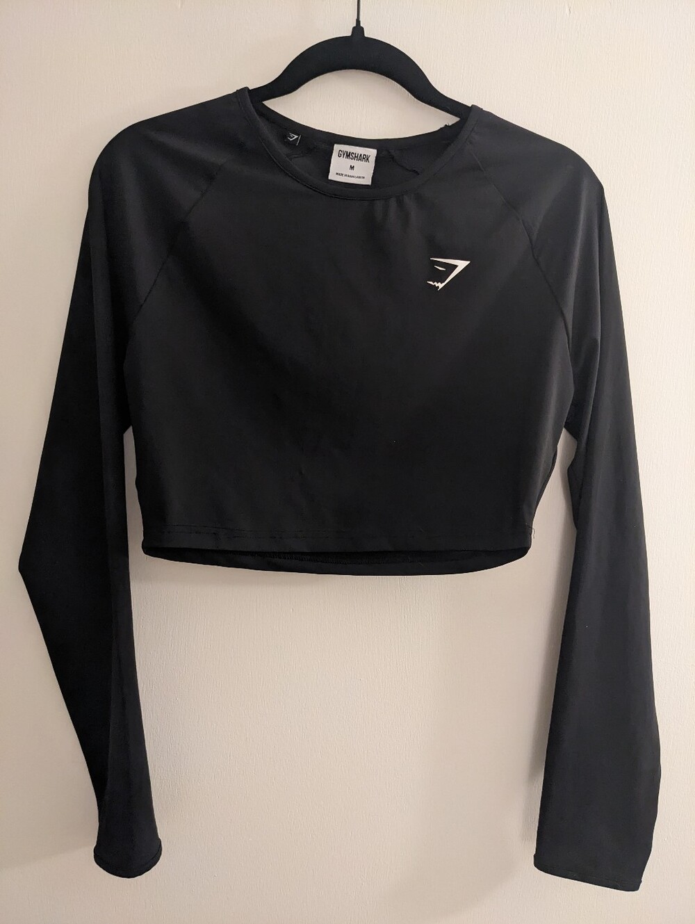 Gymshark Cropped Long-Sleeve - Black - Medium
